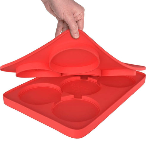 AussieSuperStore Homeware Supplies Round Silicone Burger Press with 5 Circular Divisions Red Round Silicone Burger Press Circular Patties Stacks Freezer Storage BKBURGROUNMOLD